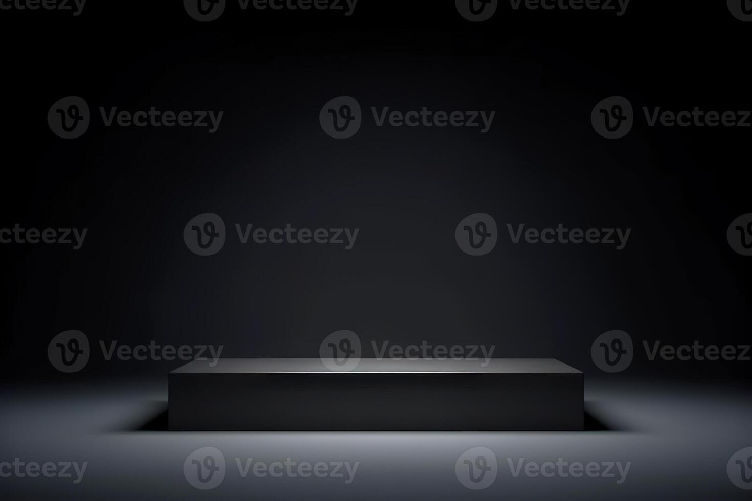 AI generated Black Pedestal Display on Dark Background. created with Generative AI photo