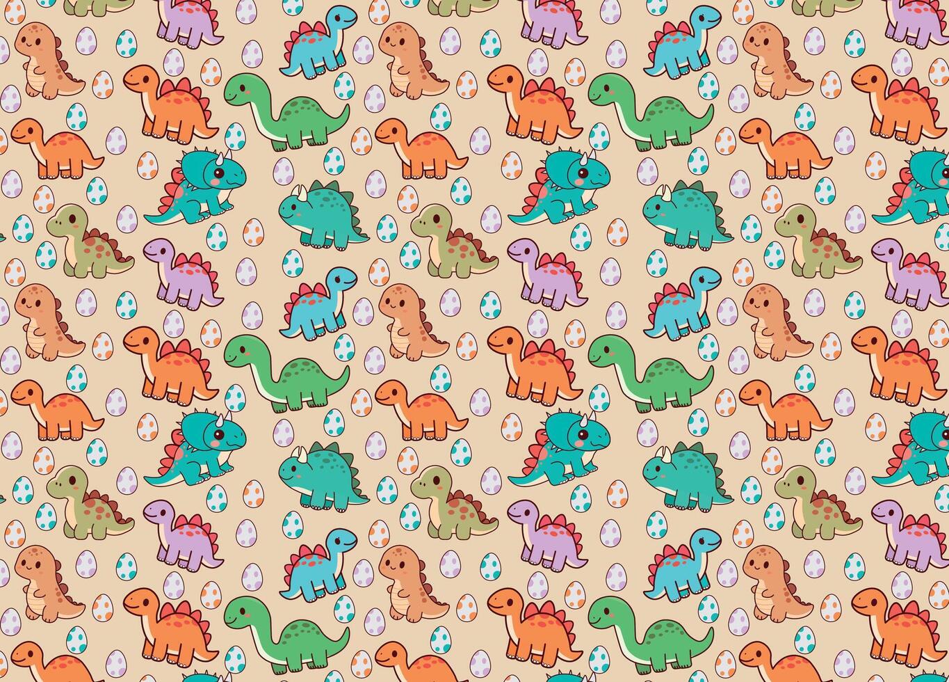 Cute dinosaur illustration, pattern, vector, for backgrounds, children's fabric textures vector