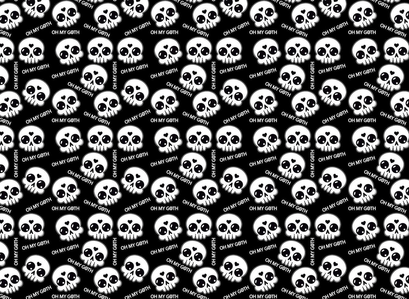 Skull gothic pattern, with the text, oh my goth, for fabrics and backgrounds, vector