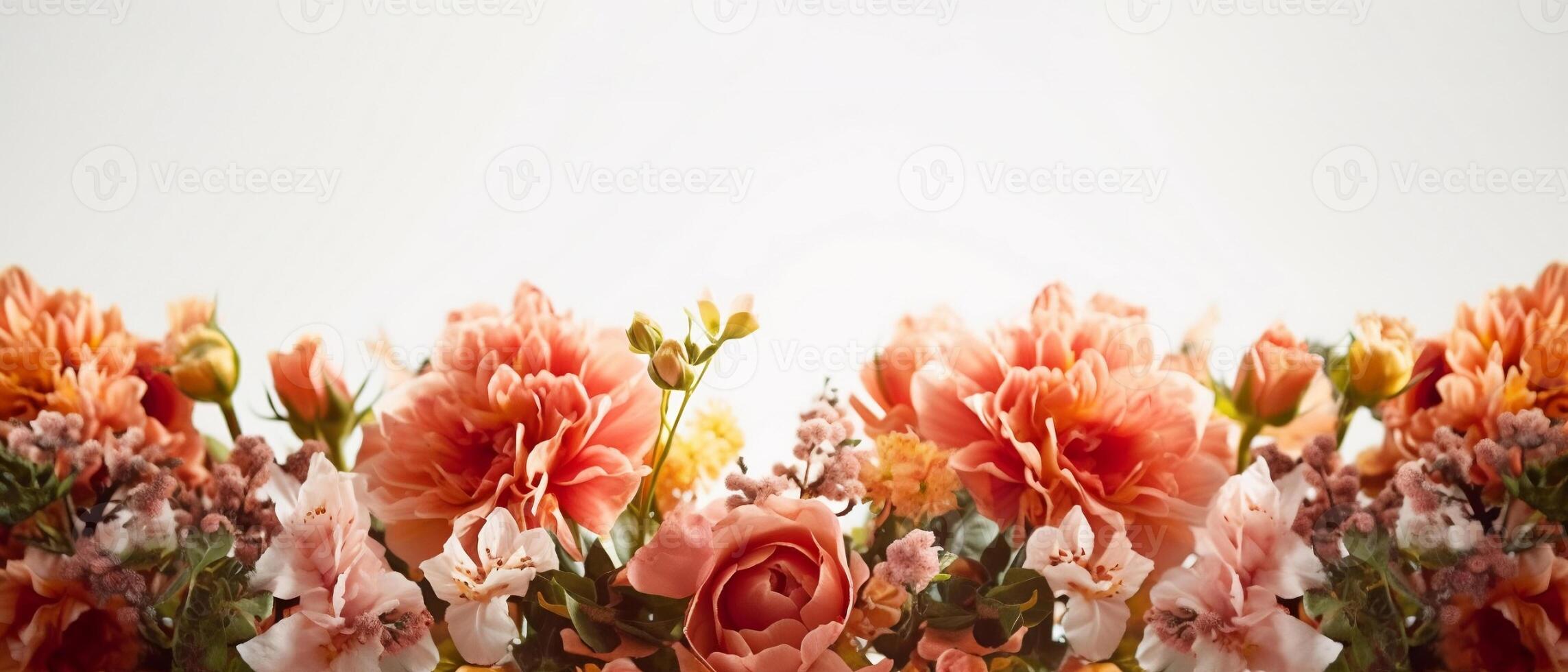 AI generated Beautiful Flowers on Light Backdrop. created with Generative AI photo