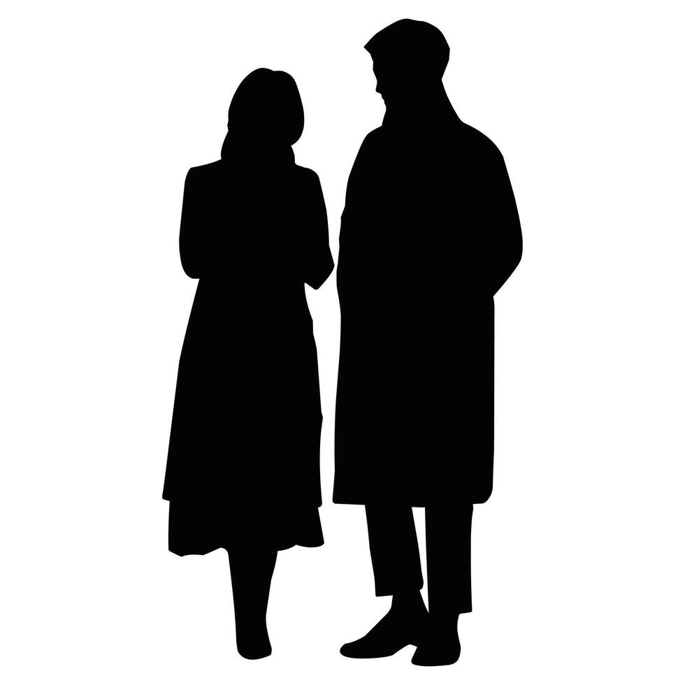 Vector, isolated silhouette of the bride and groom vector