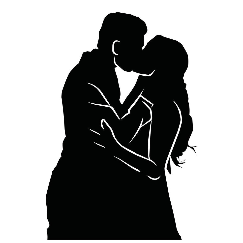 Vector, isolated silhouette of the bride and groom vector