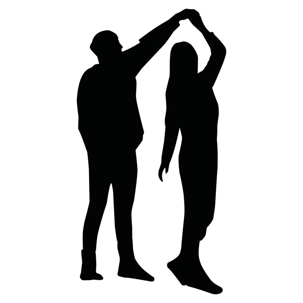 Vector, isolated silhouette of the bride and groom vector