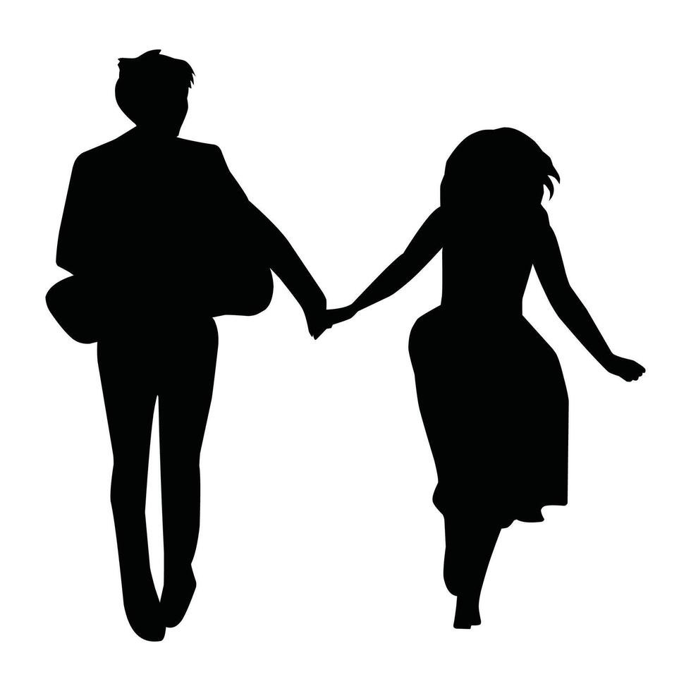 Vector, isolated silhouette of the bride and groom vector