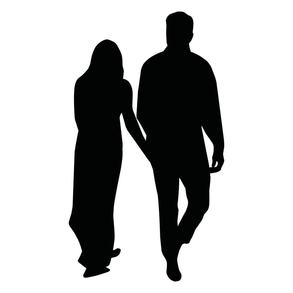 Vector, isolated silhouette of the bride and groom vector