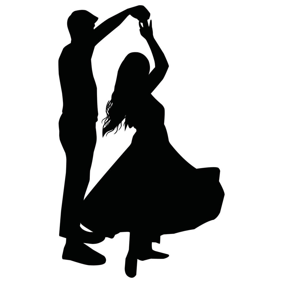 Vector, isolated silhouette of the bride and groom vector