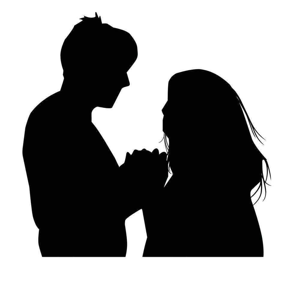 Vector, isolated silhouette of the bride and groom vector