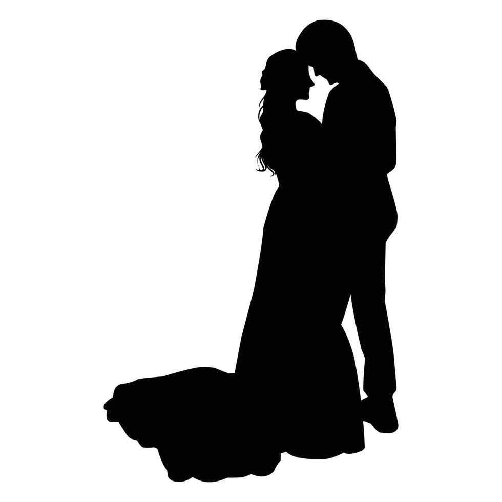 Vector, isolated silhouette of the bride and groom vector