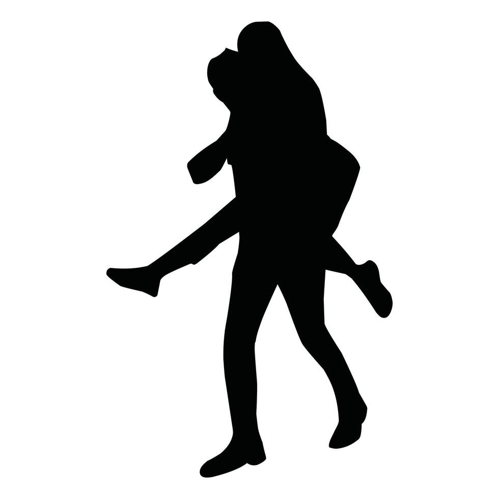 Vector, isolated silhouette of the bride and groom vector