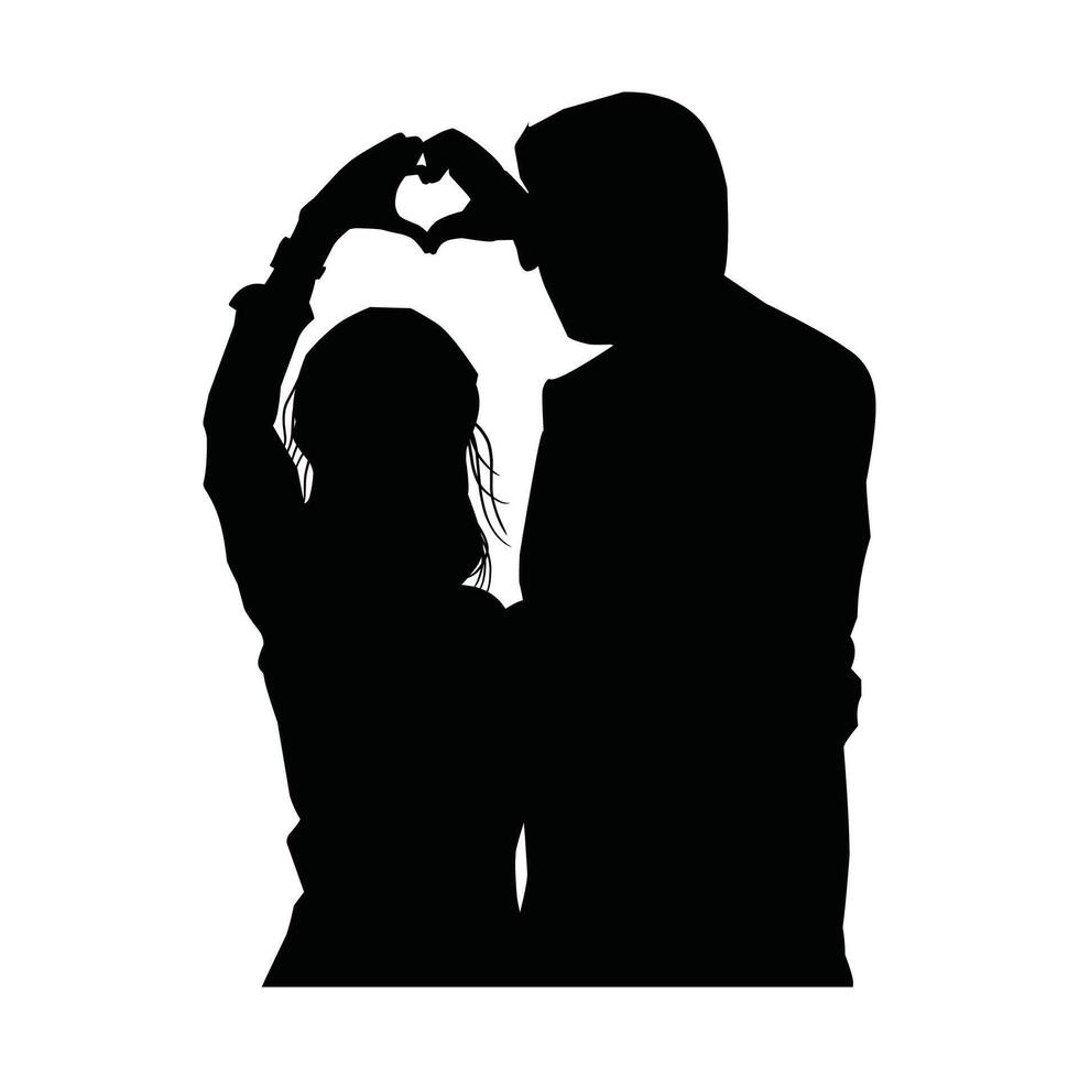 Vector, isolated silhouette of the bride and groom vector