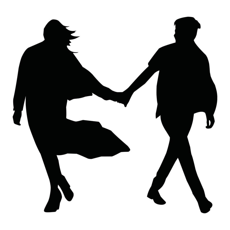 Vector, isolated silhouette of the bride and groom vector