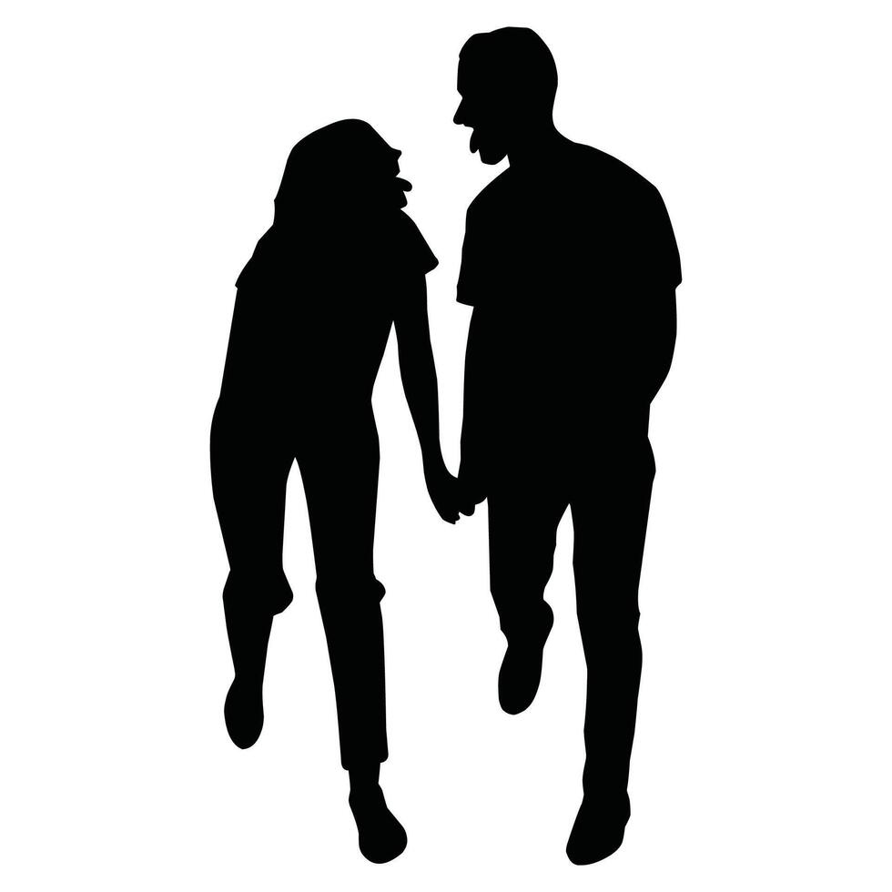 Vector, isolated silhouette of the bride and groom vector