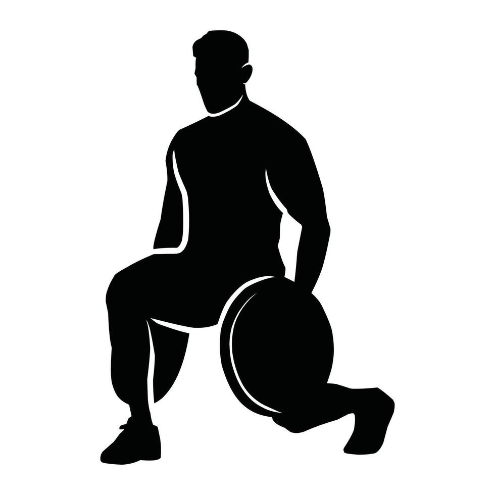 gimnasio rutina de ejercicio silueta vector