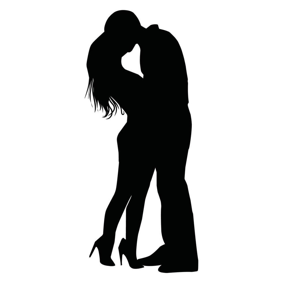Vector, isolated silhouette of the bride and groom vector
