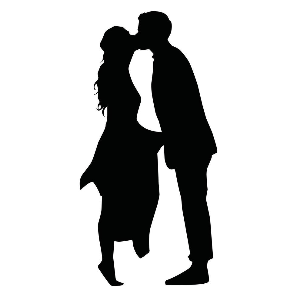 Vector, isolated silhouette of the bride and groom vector