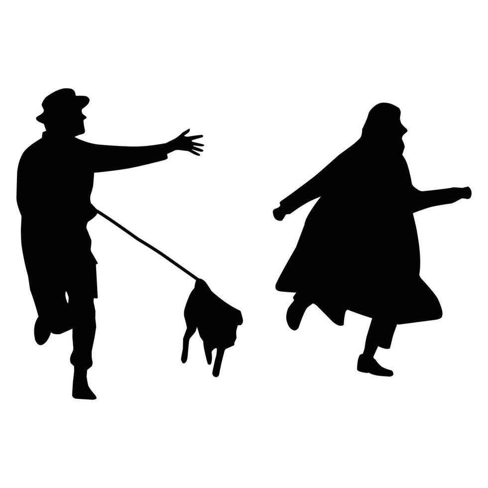 Vector, isolated silhouette of the bride and groom vector