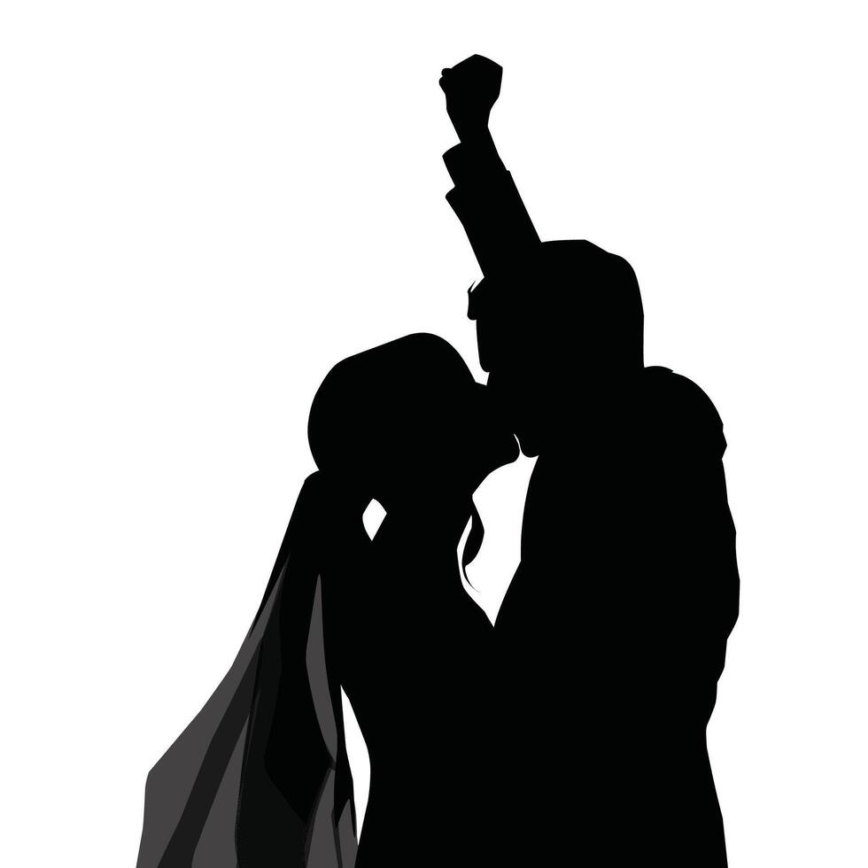 Vector, isolated silhouette of the bride and groom vector