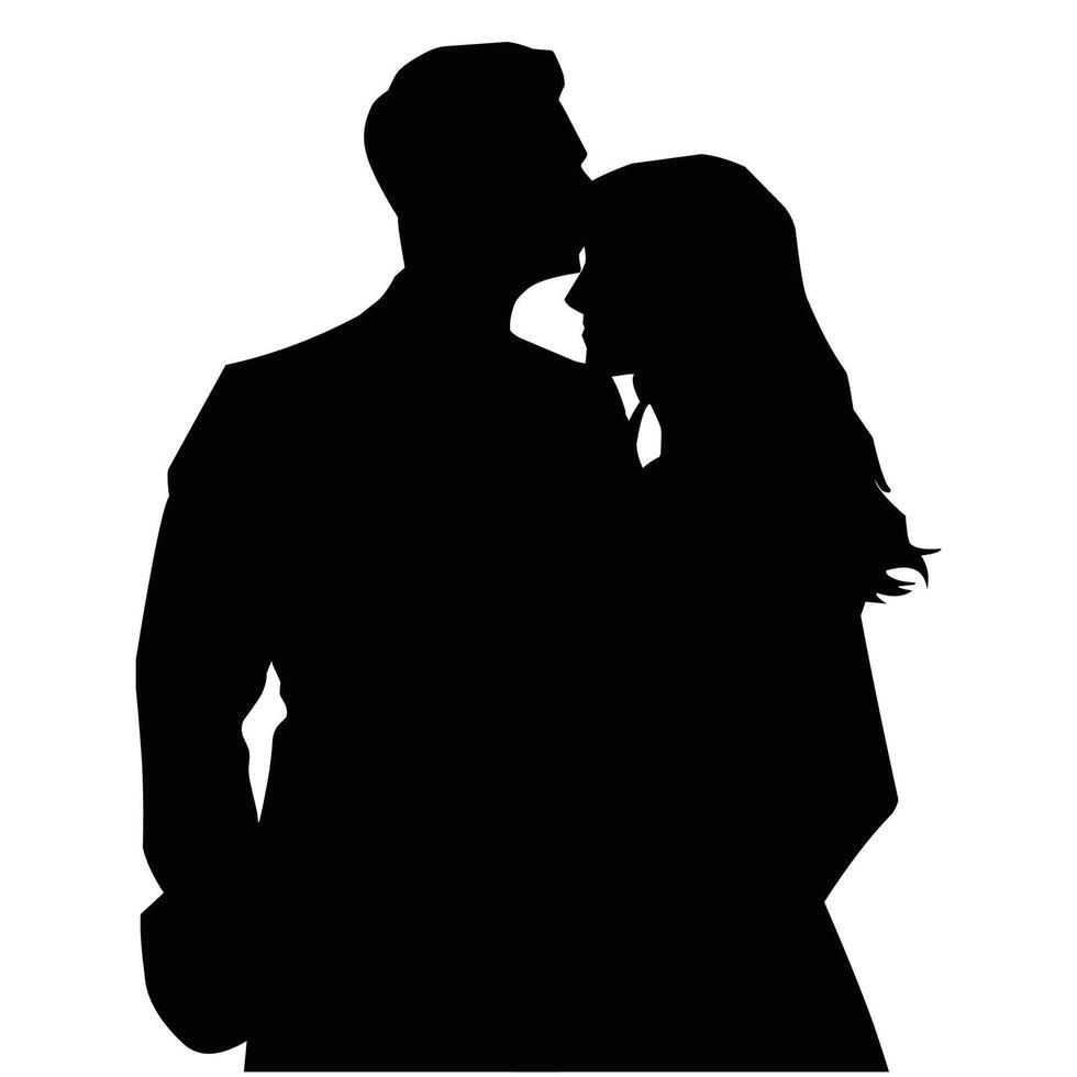 Vector, isolated silhouette of the bride and groom vector