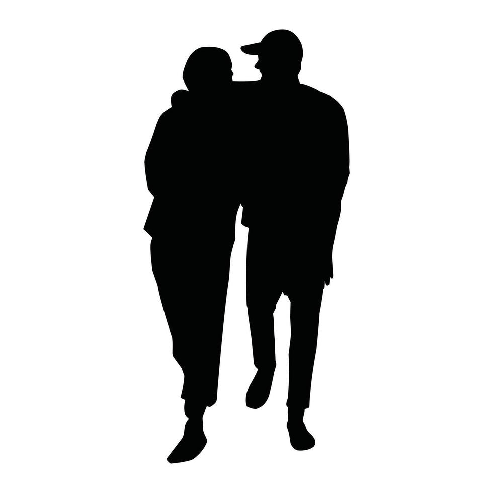 Vector, isolated silhouette of the bride and groom vector