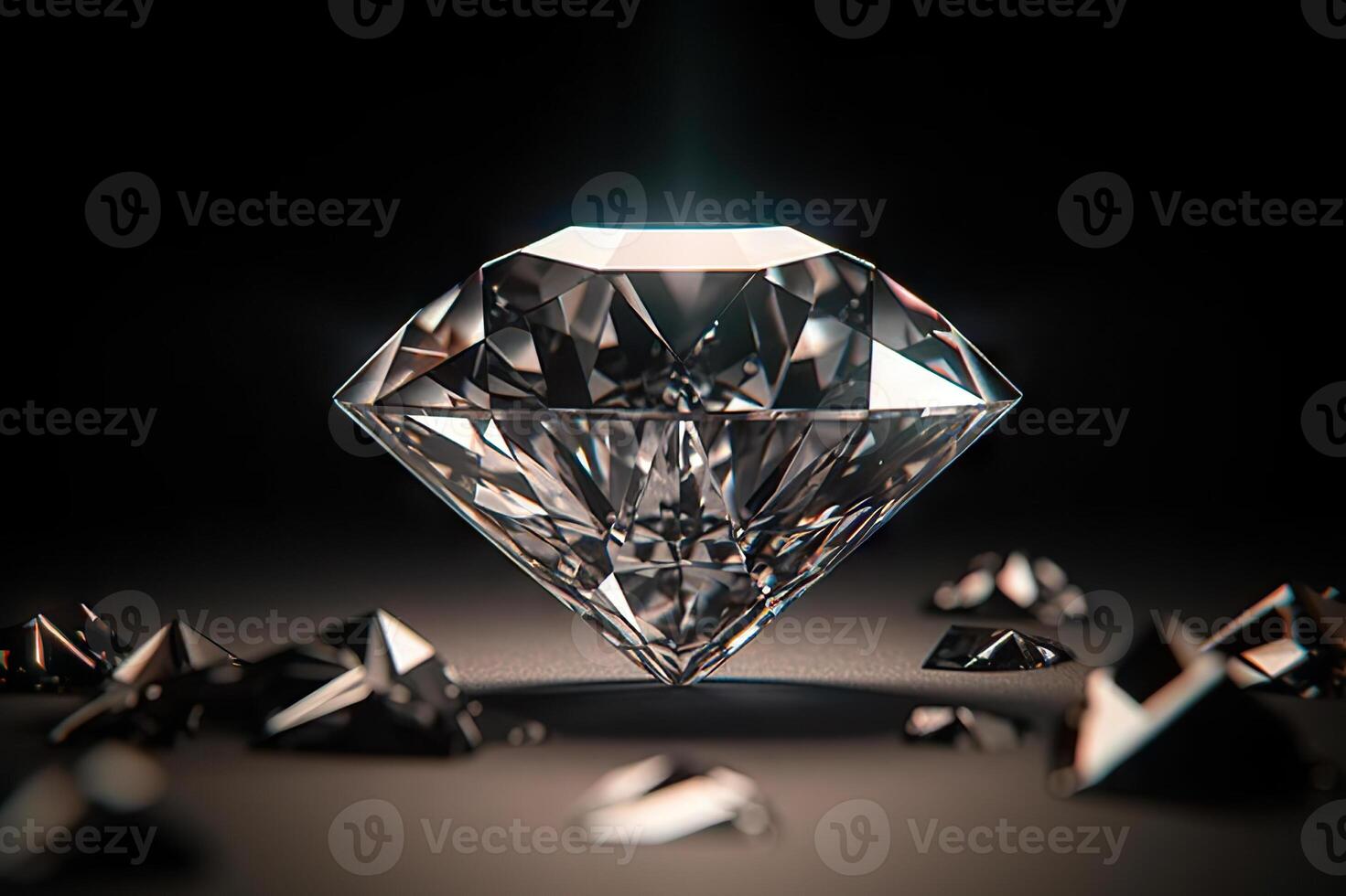 AI generated Glimmering Brilliance Close-Up of a Captivating Shiny Diamond Against a Dramatic Black Background, created with Generative AI photo