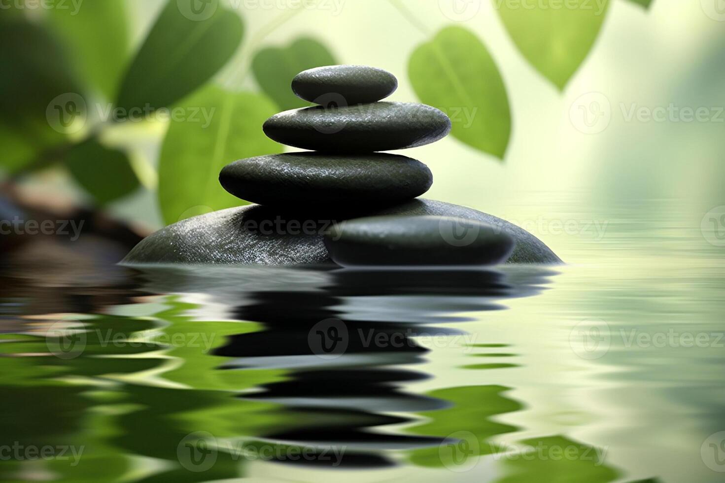 AI generated Tranquil Zen Stones Pyramid. created with Generative AI photo