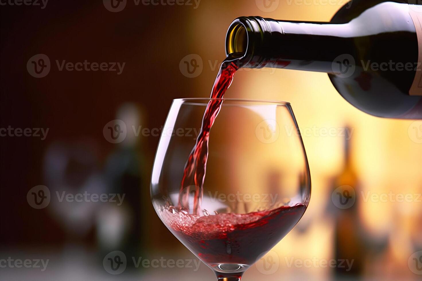 AI generated Red wine pouring into a wine glass. created with Generative AI photo