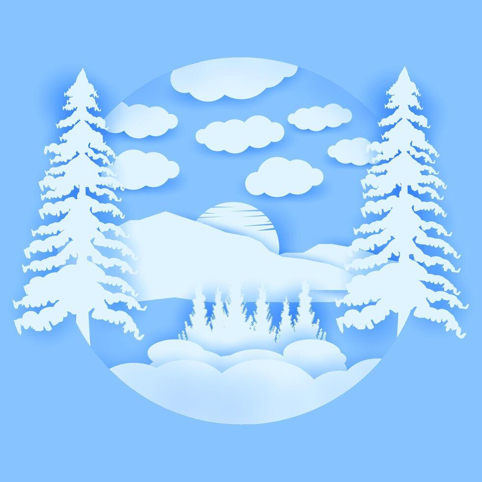 adventure mountain paper art style illustration vector