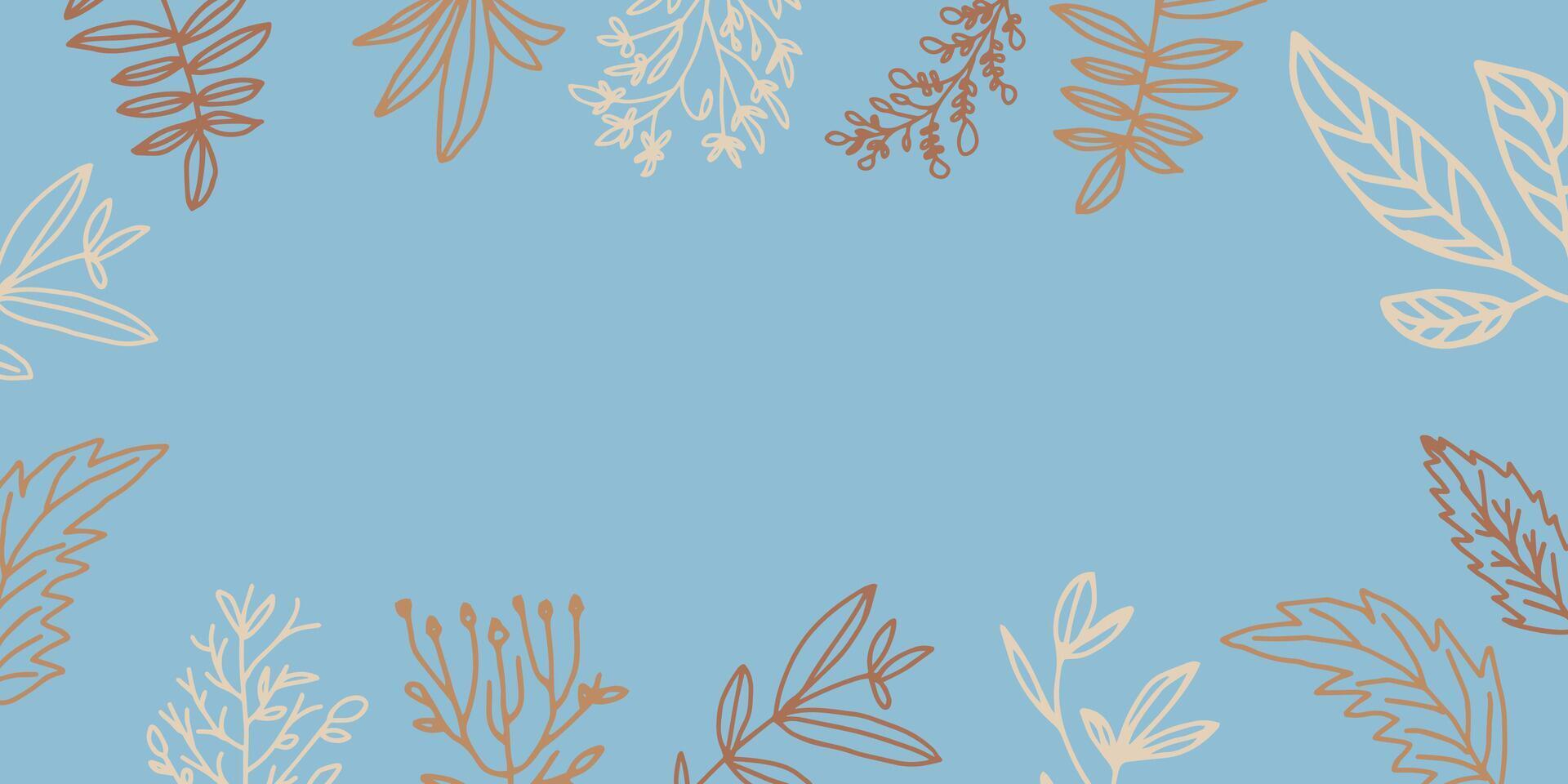 resumen botánico hoja y floral marco mano dibujado ilustración en contorno diseño estilo para póster y impresión modelo vector