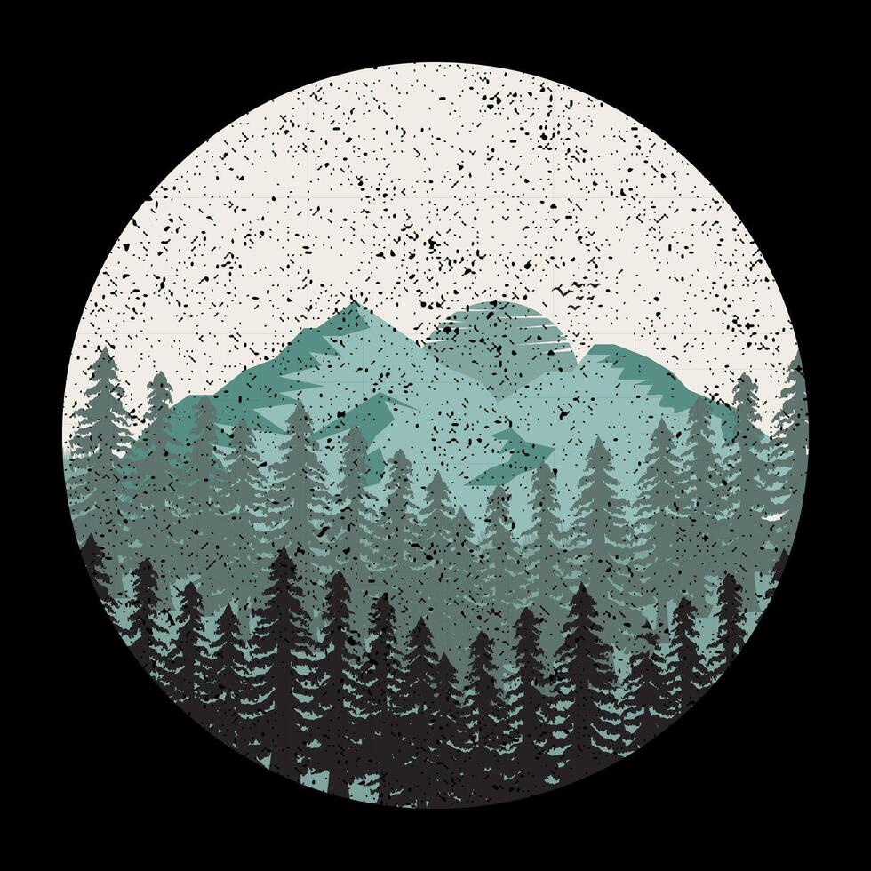 adventure mountain vintage nature grunge textured illustration vector