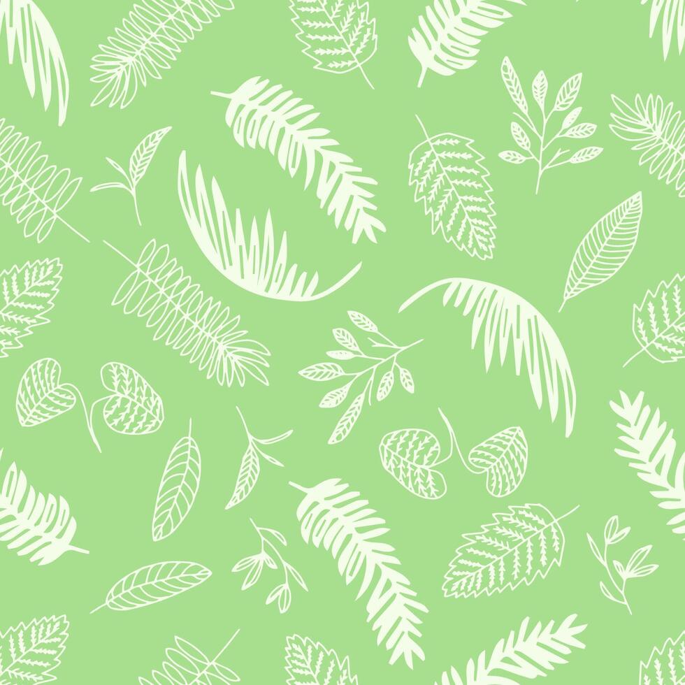 seamless pattern abstract floral background with leaves, hand drawing outline color. vector