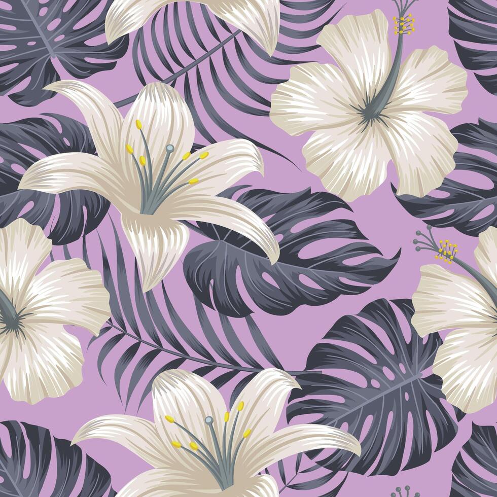 Floral seamless pattern with leaves. tropical background vector