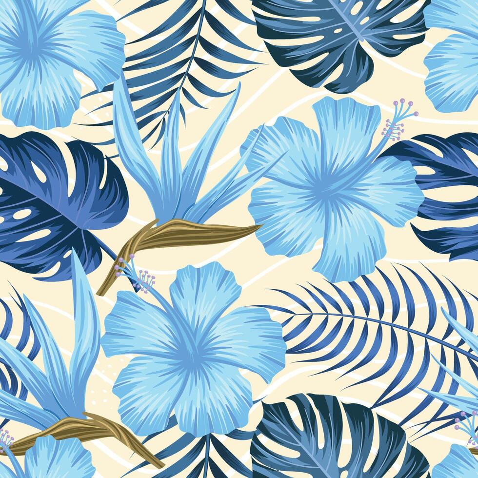 Floral seamless pattern with leaves. tropical background vector