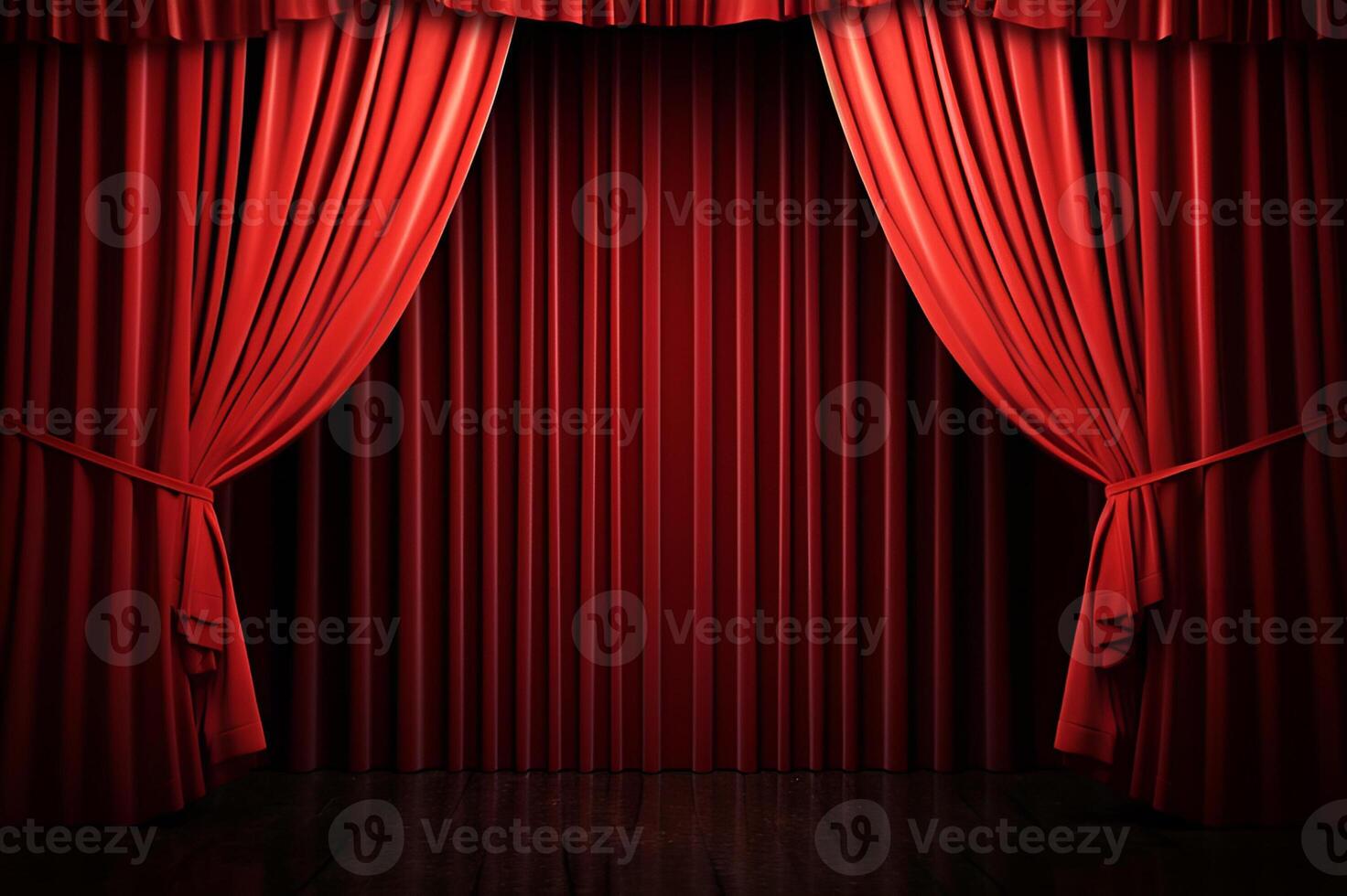 AI generated Grand Entrance Red Stage Curtain with Archway. created with Generative AI photo
