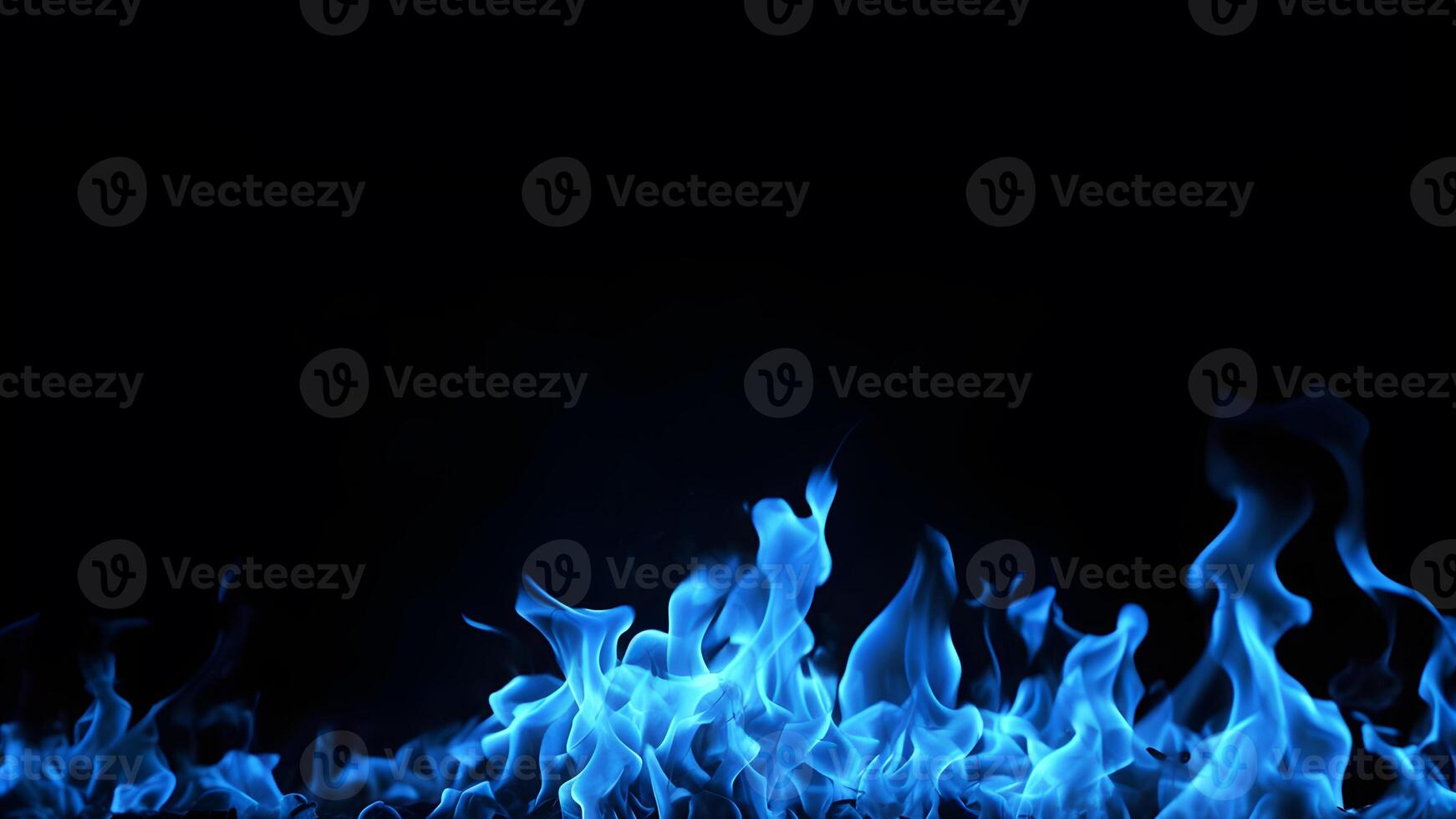 AI generated Blue Flames Fiery Beauty on a Black Background. created with Generative AI photo