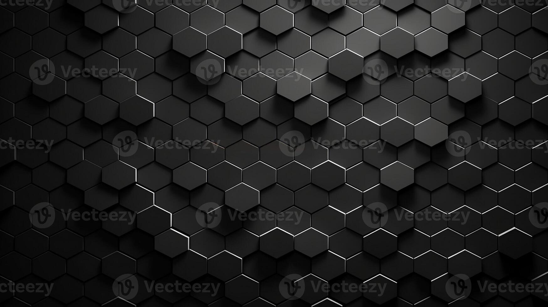 AI generated Hexagonal Metal Tiles A Stunning Black Background. created with Generative AI photo