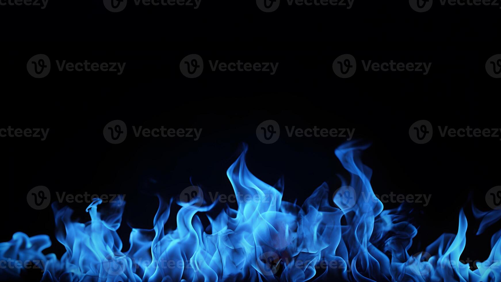 AI generated Blue Flames Fiery Beauty on a Black Background. created with Generative AI photo