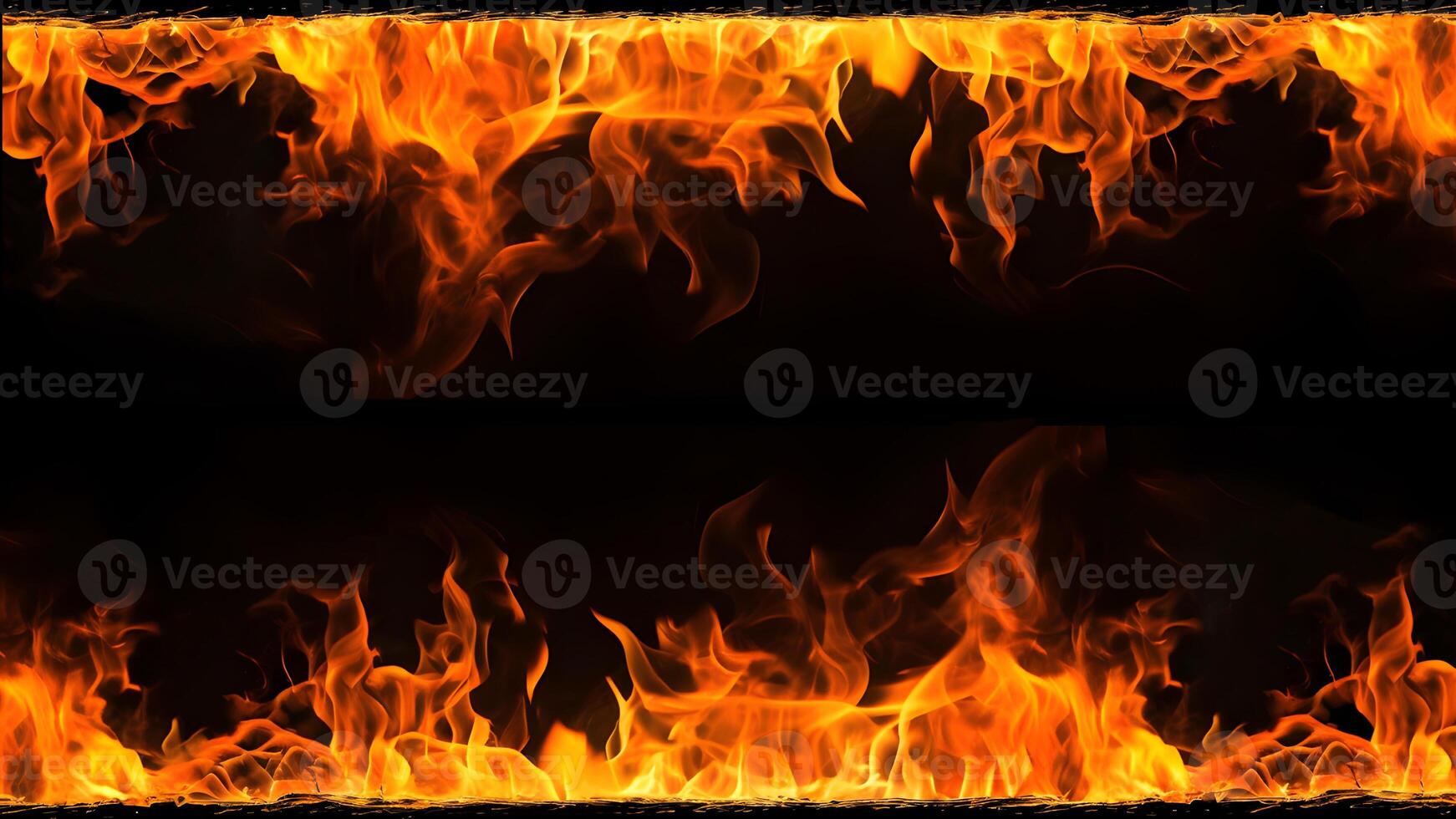 AI generated Fiery Flames on Isolated Black Background. created with Generative AI photo