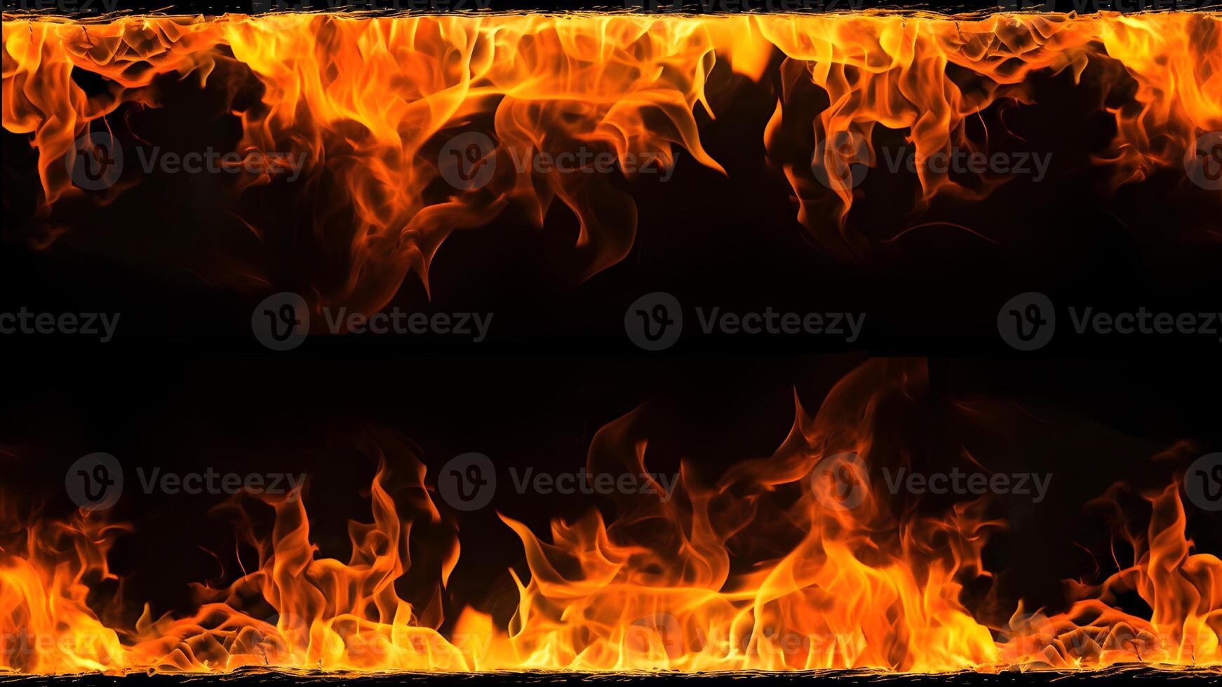 AI generated Fiery Flames on Isolated Black Background. created with Generative AI photo