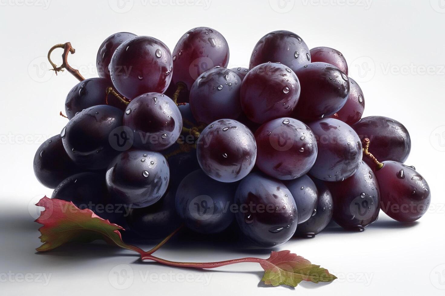 AI generated Fresh Purple Grapes Isolated on White Background. created with Generative AI photo