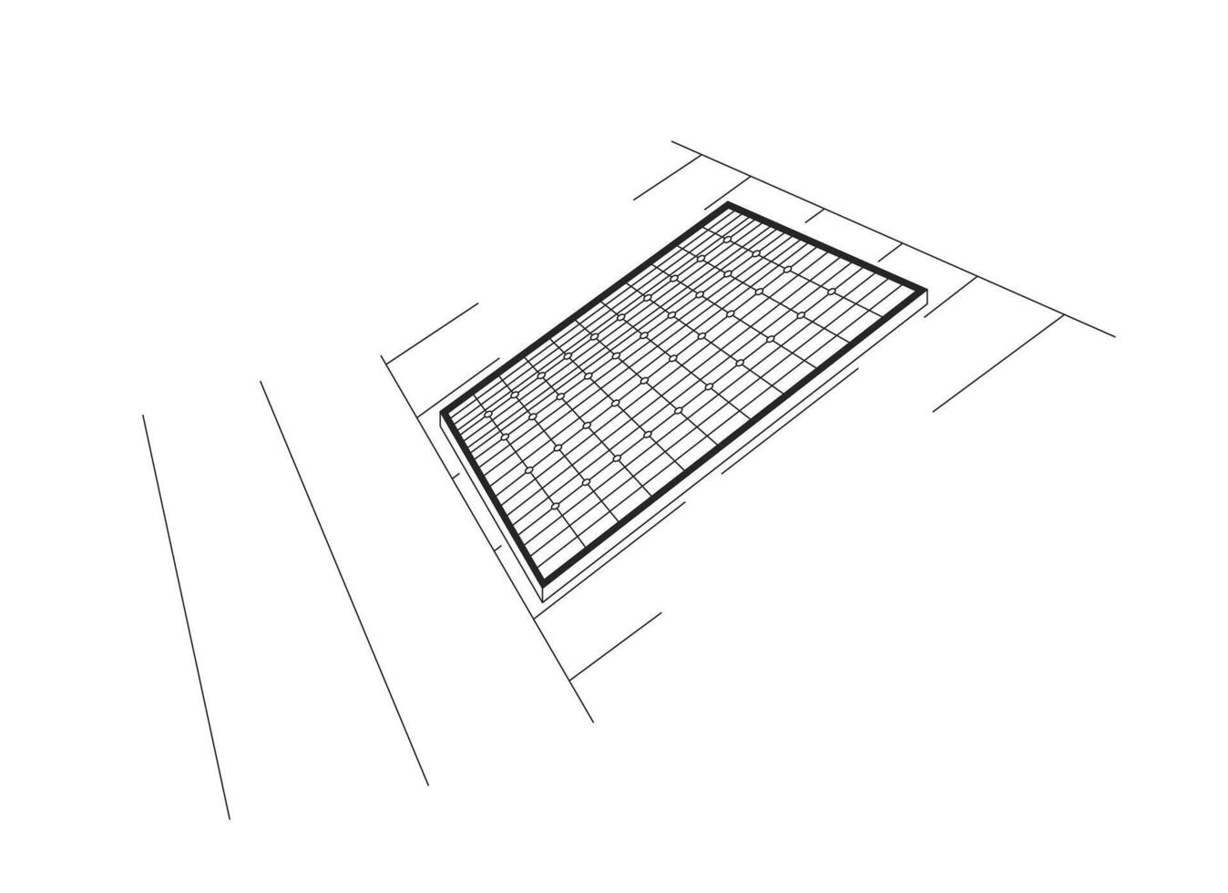 Rooftop solar energy system black and white 2D line cartoon object. Residential solar panels isolated vector outline item. Sustainable roof. Setup renewable energy monochromatic flat spot illustration