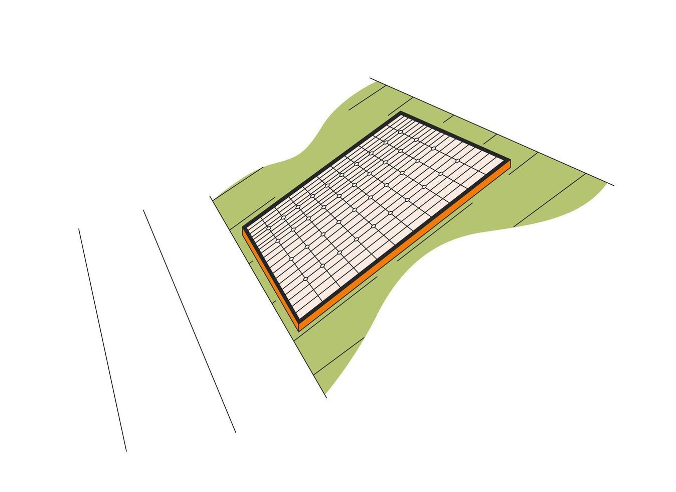 Rooftop solar energy system 2D linear cartoon object. Residential solar panels isolated line vector element white background. Sustainable roof. Setup renewable energy color flat spot illustration