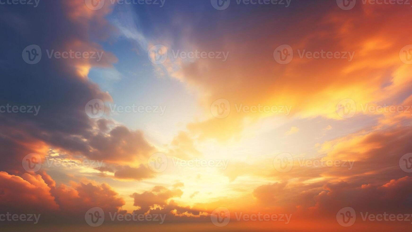 AI generated Dramatic Sunset and Sunrise Sky with Clouds. created with Generative AI photo