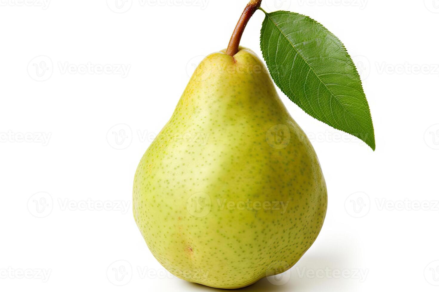 AI generated Juicy Pears with Fresh Leaves on White Background, Wet Fruits for Healthy Eating and Nutrition. created with Generative AI photo