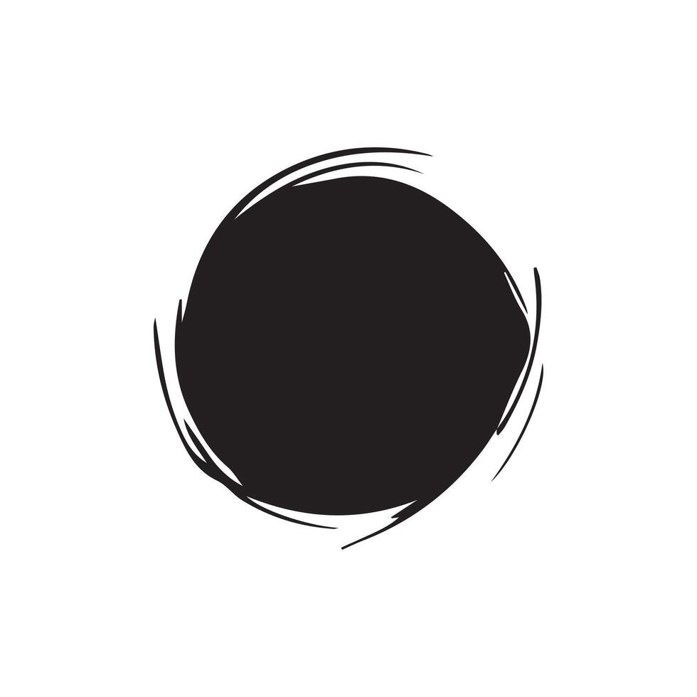 Brush circles round shape Stock black color design. vector