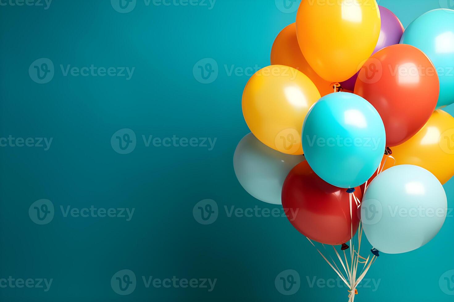 AI generated Celebration with a bunch of bright balloons and space for text on a colorful background. created with Generative AI photo