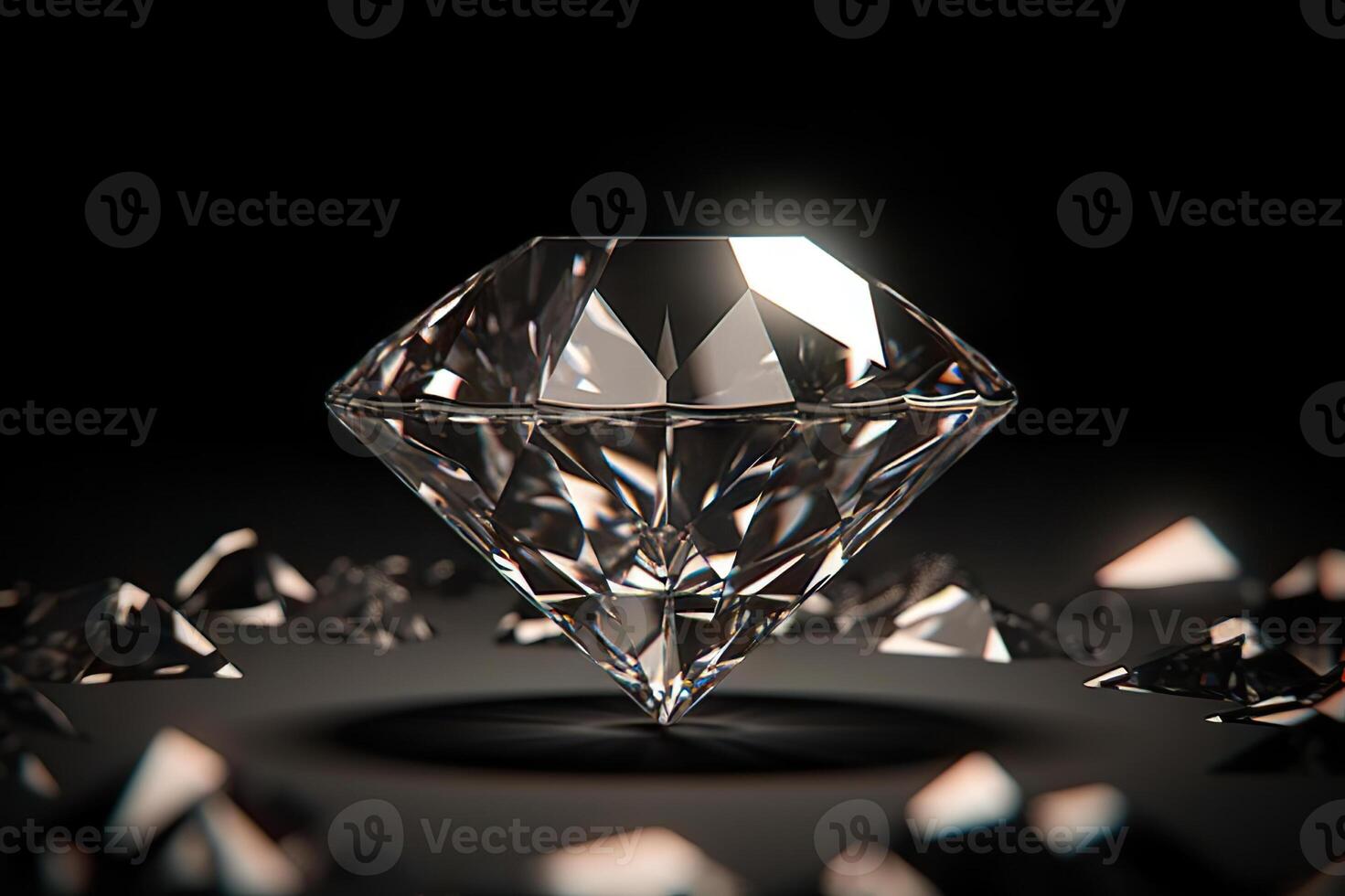 AI generated Glimmering Brilliance Close-Up of a Captivating Shiny Diamond Against a Dramatic Black Background, created with Generative AI photo