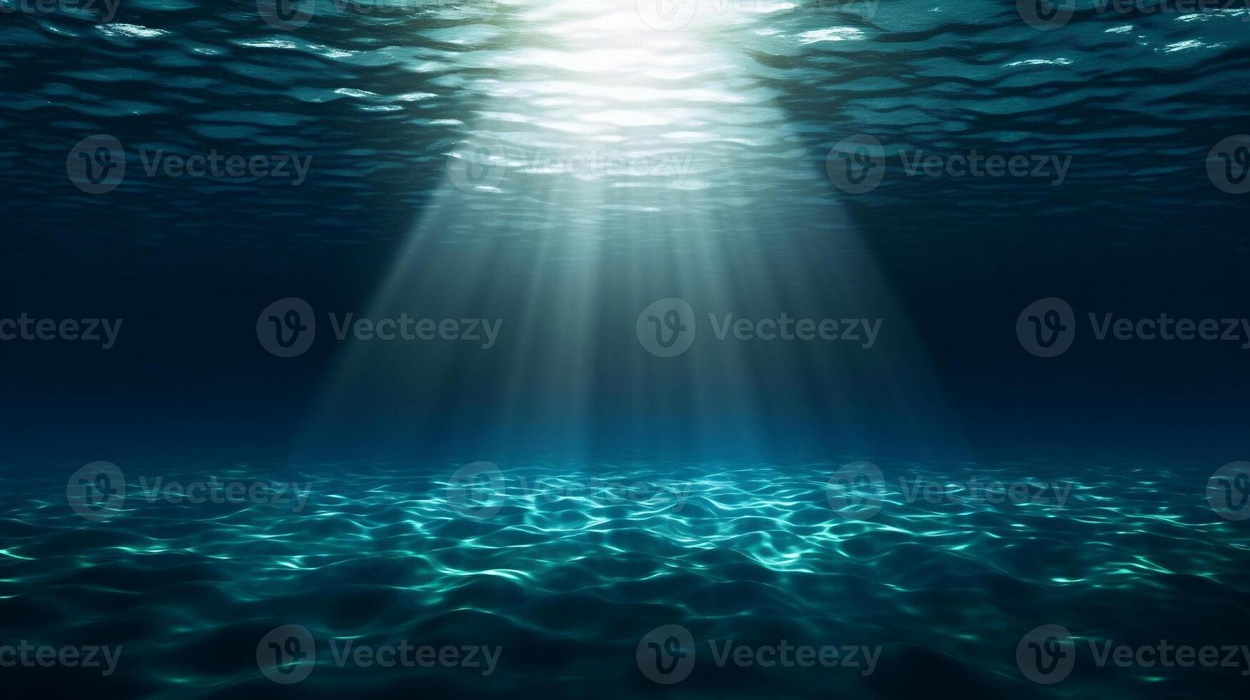 AI generated Underwater View of Dark Blue Ocean Surface. created with Generative AI photo