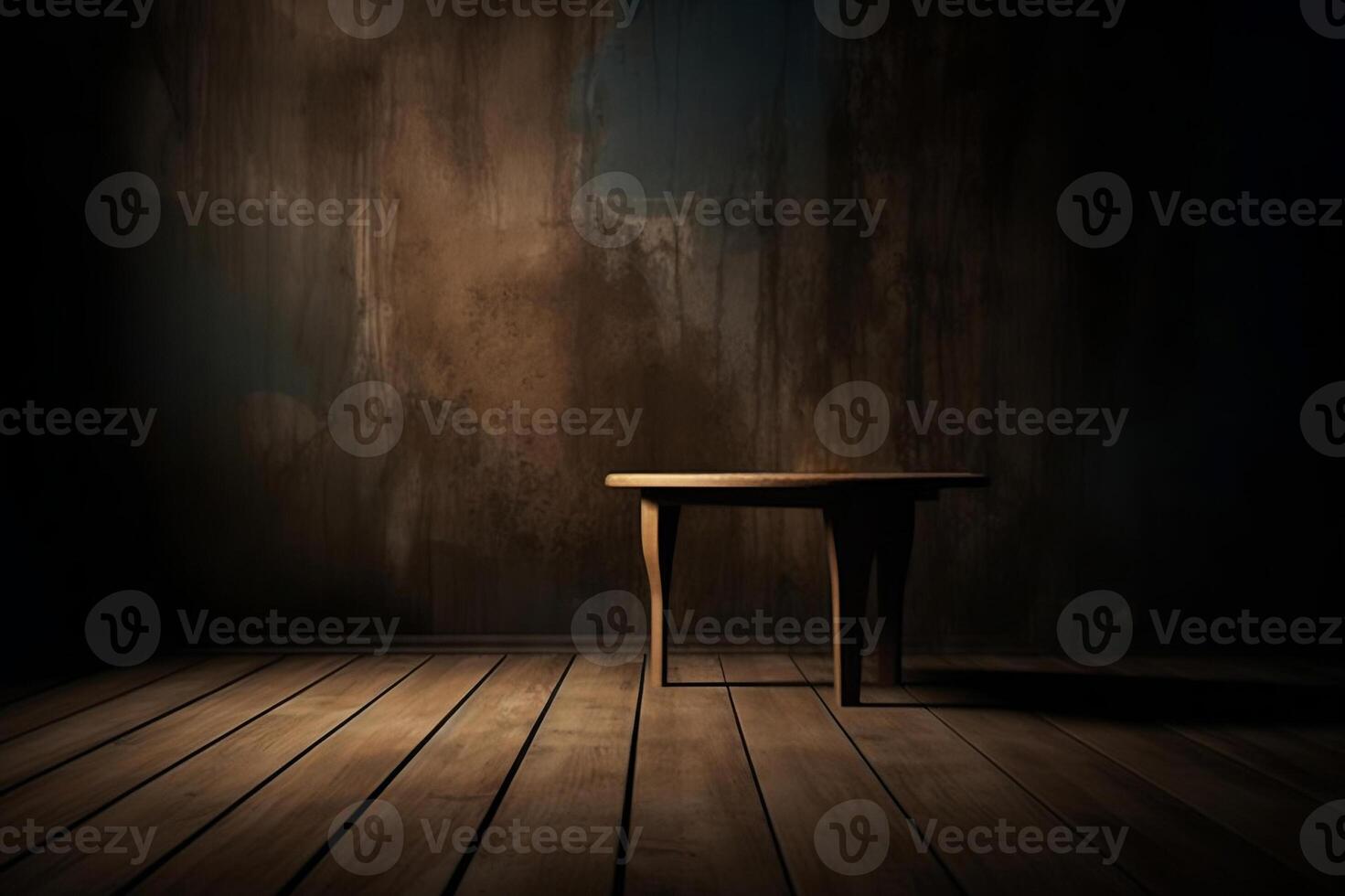 AI generated Empty table on dark background wall, perfect for product placement montage. created with Generative AI photo