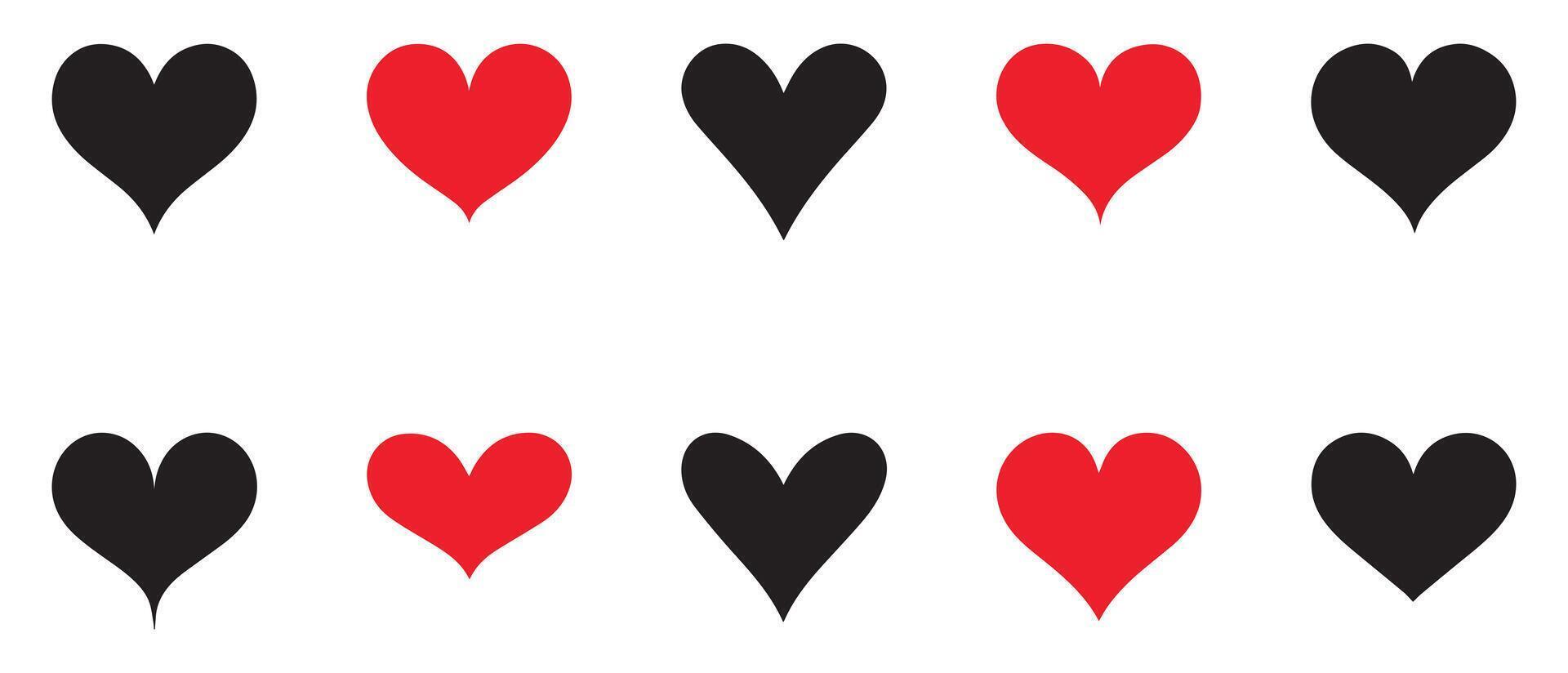 Set of hearts love on a white background. Vector illustration in flat style.