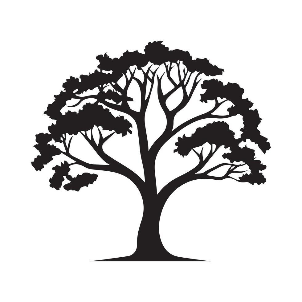 Tree icon isolated black on white background. Vector Illustration.